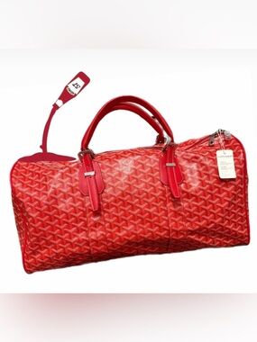 Goyard Croisiere 50 GM Red Duffle Bag Weekender Travel Bag Made in France